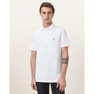 All Saints Reform White Short Sleeve Polo Shirt
